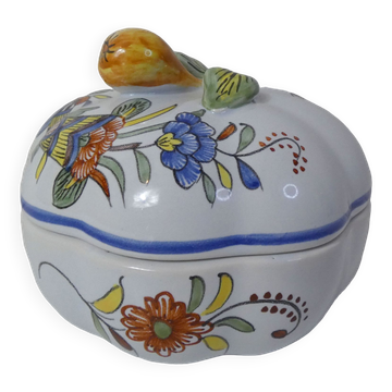 sugar bowl earthenware polychrome  Old Rouen Geo Martel