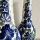 Lot of large Polish ceramic vases with hand-painted blue floral decoration