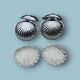 Duo de beurriers vintage en forme de coquillage – inox et verre