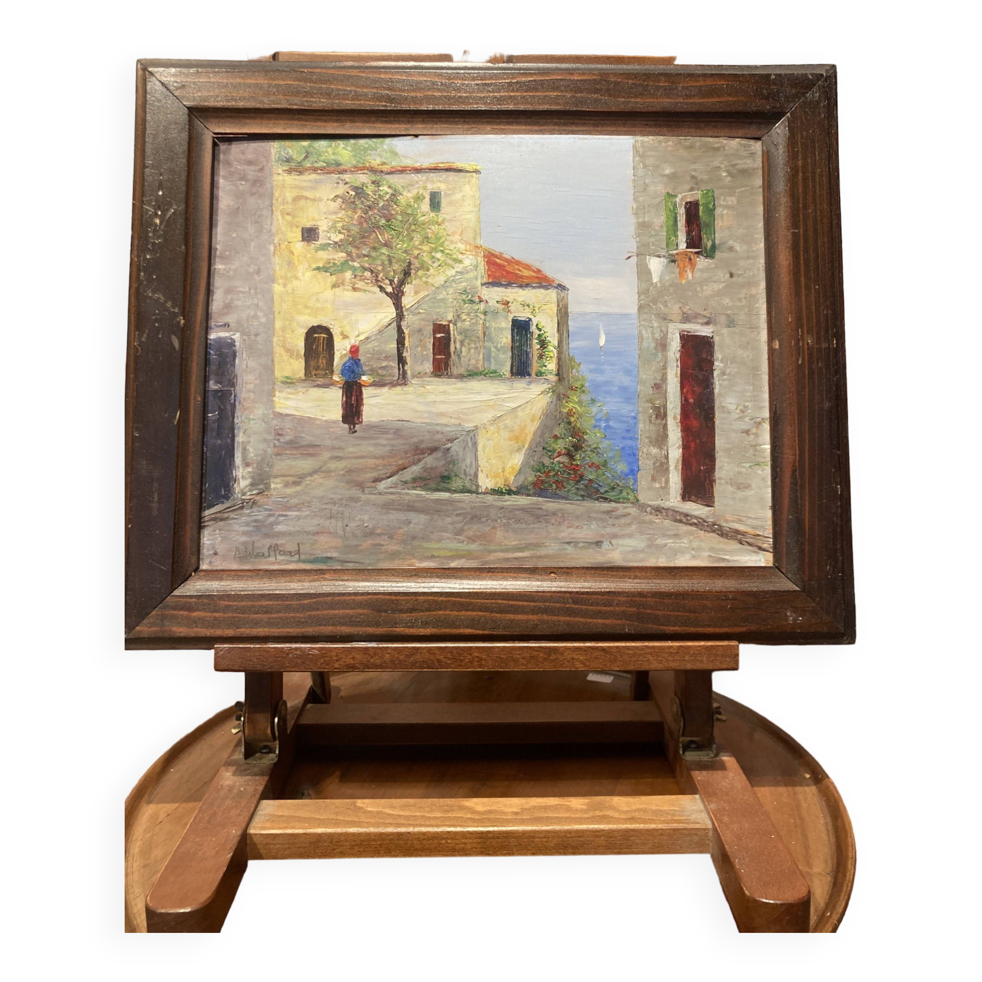 Oil on wood framed by a landscape