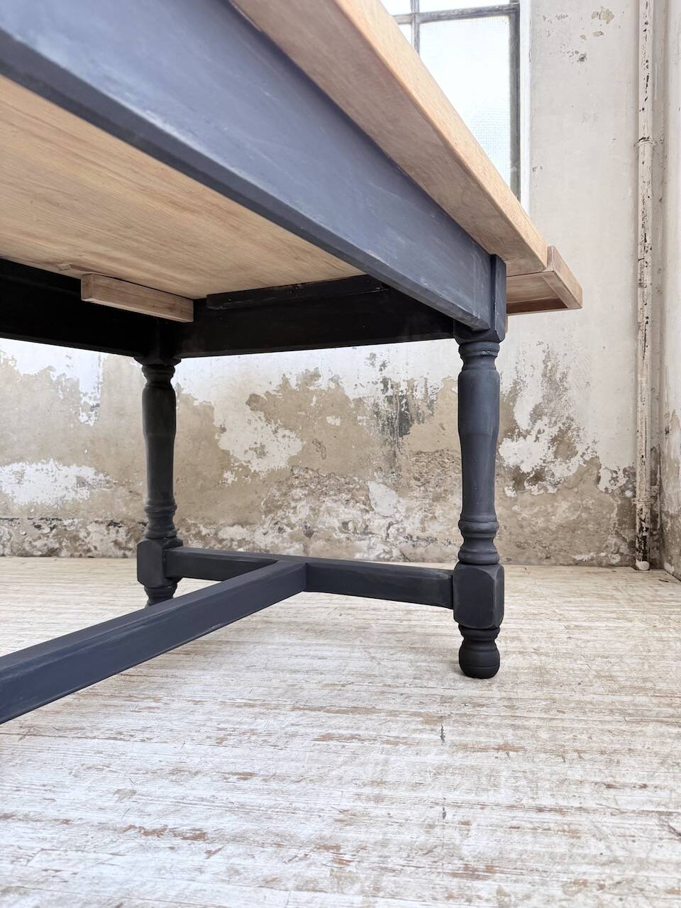Table de ferme en chêne avec rallonges