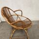 Vintage 70s rattan bamboo wicker shell armchair