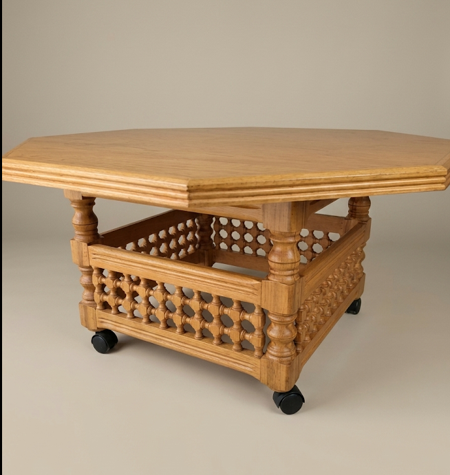 handcrafted solid wood octagonal table