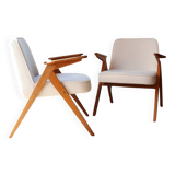Ensemble de 2 fauteuils vintage en tissu bouclé, années 60