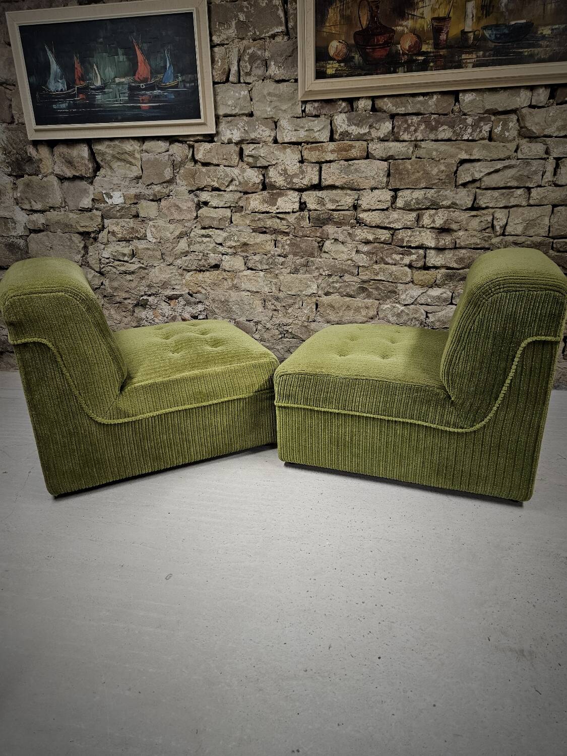 Pair of ribbed armchairs 1970