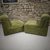 Pair of ribbed armchairs 1970