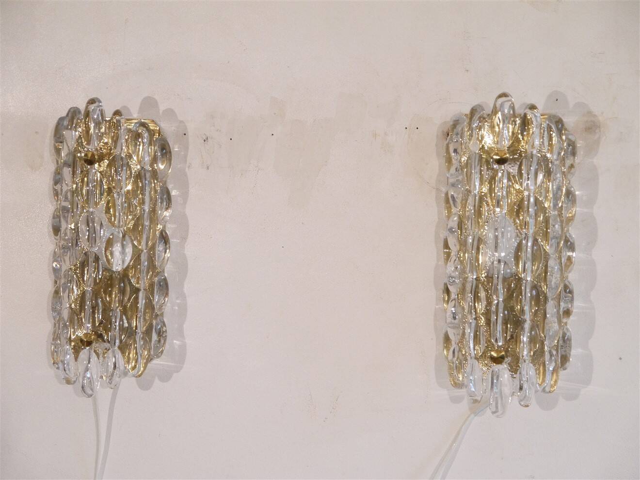 Swedish crystal wall lights by Carl Fagerlund 1960