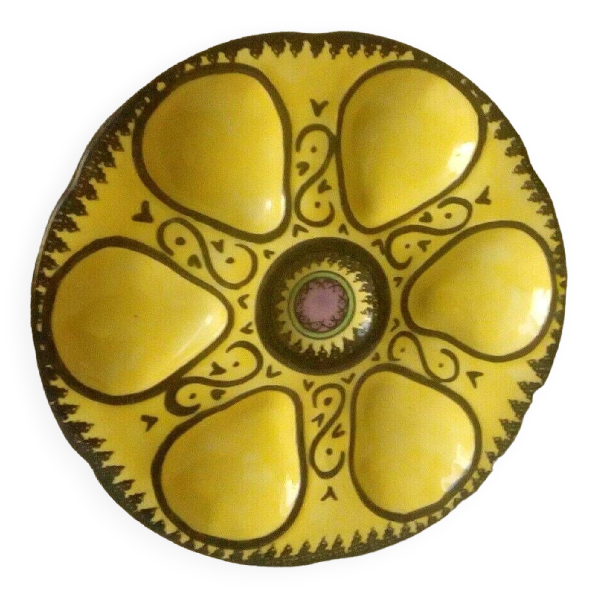 Oyster plate in HB Quimper earthenware