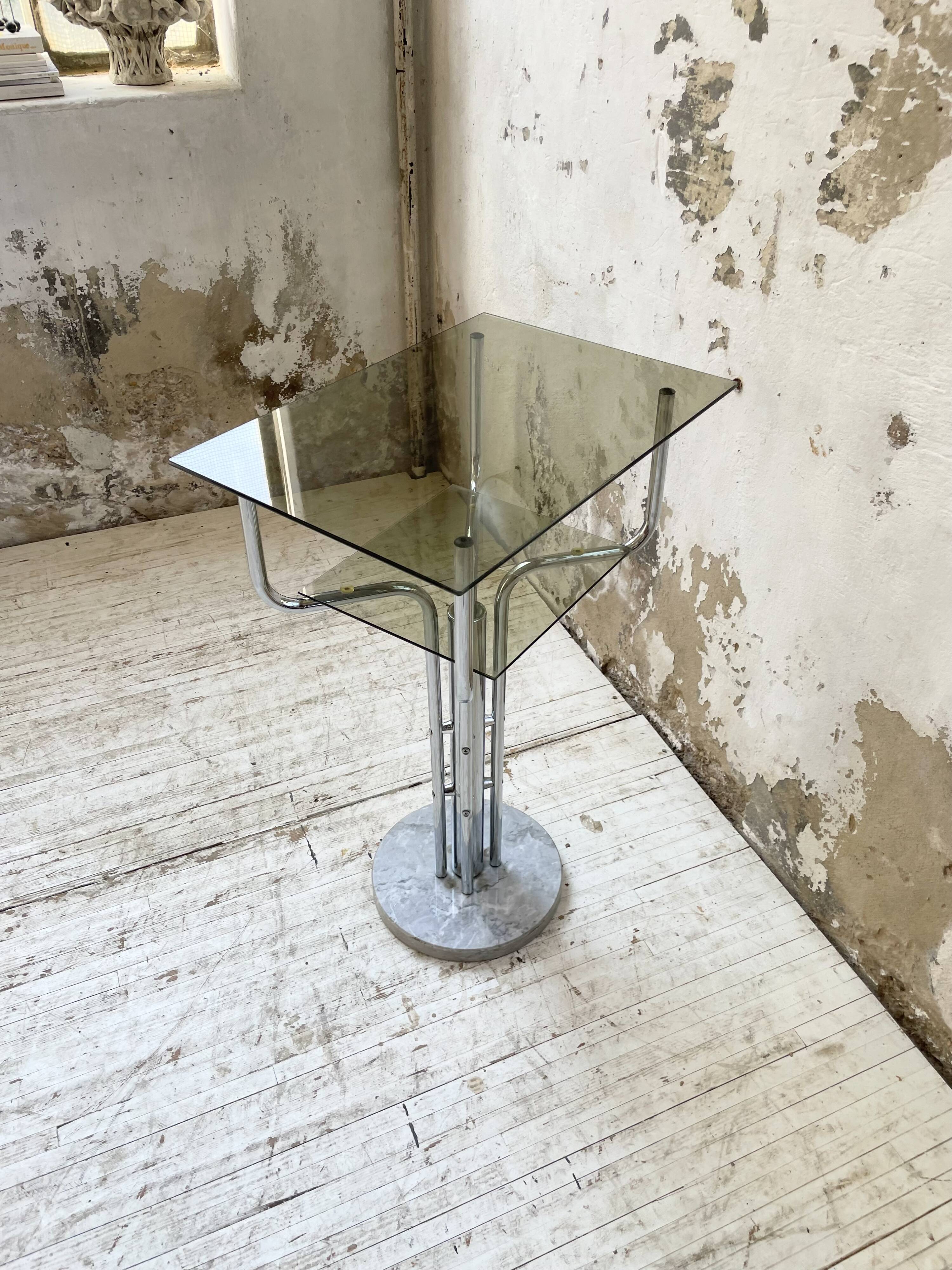 80s glass and marble console