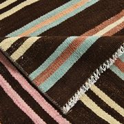 Striped Pattern Brown Kilim Runner Rug, 75x315Cm