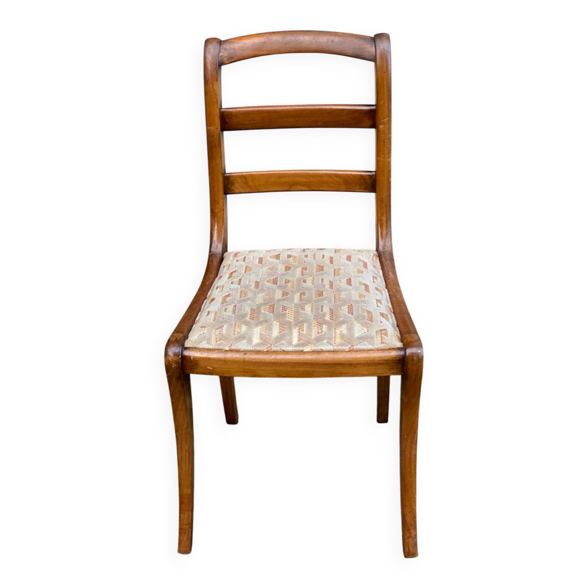 Louis Philippe solid wood and beige fabric office chair