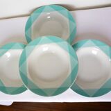4 assiettes creuses vintage motif géométrique 220510