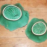Duo dish dish in Sarreguemines cabbage leaf slip