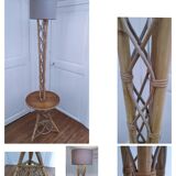 Lampadaire rotin bambou vintage années 50-60