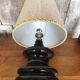 Old Brown Molded Glass Lamp + Beige Lampshade 70's Vintage #A832