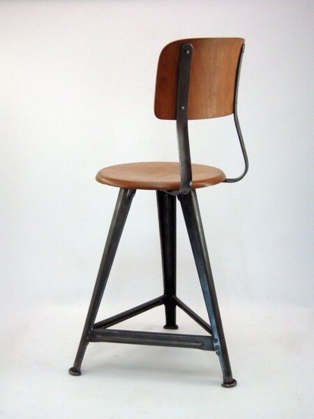 Rowac vintage industrial stool chair from the 1920s
