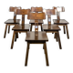 6 brutalist chairs in solid elm