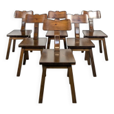 6 brutalist chairs in solid elm