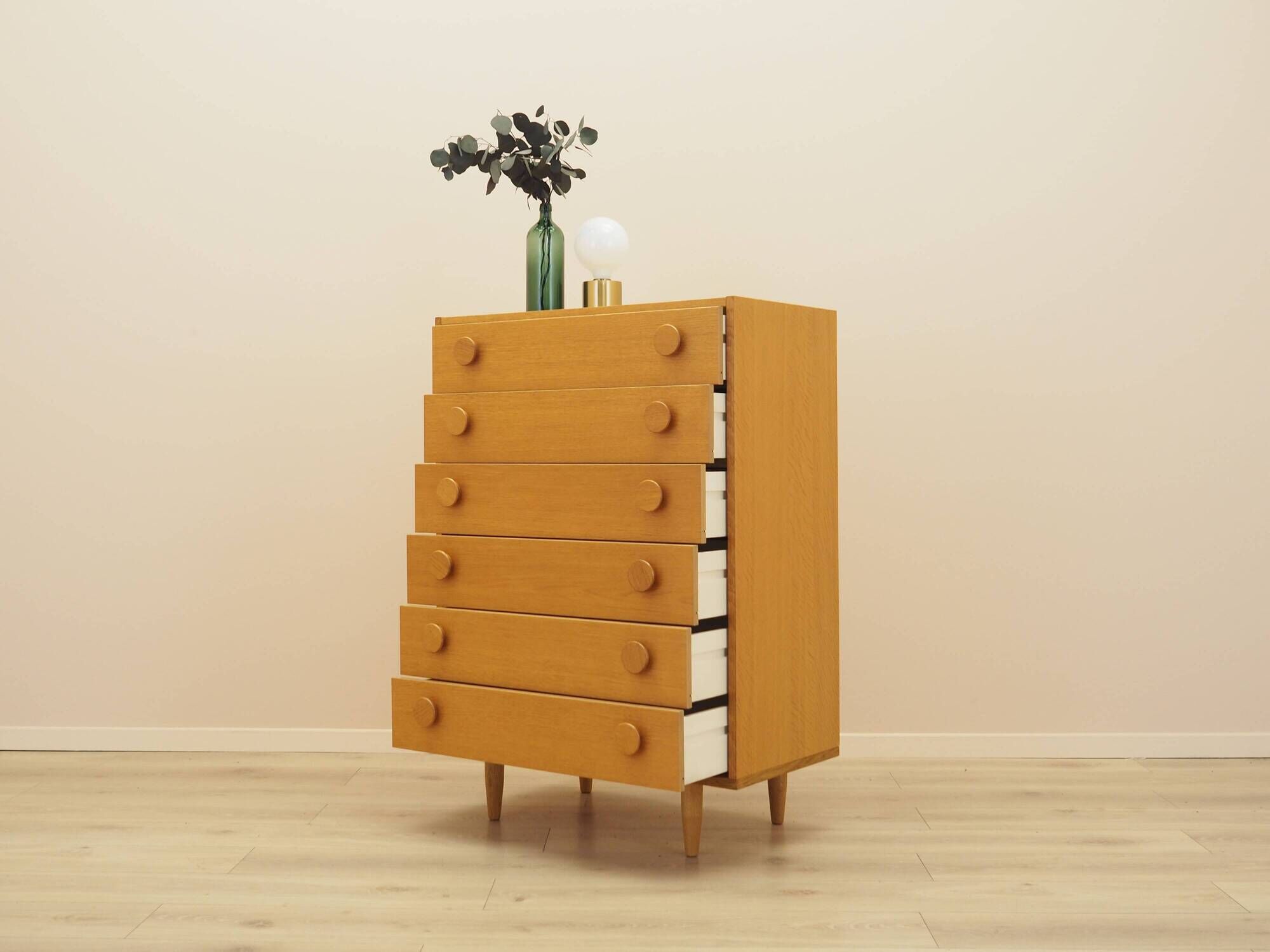 Ash veneer chest of drawers, Denmark, 1970s