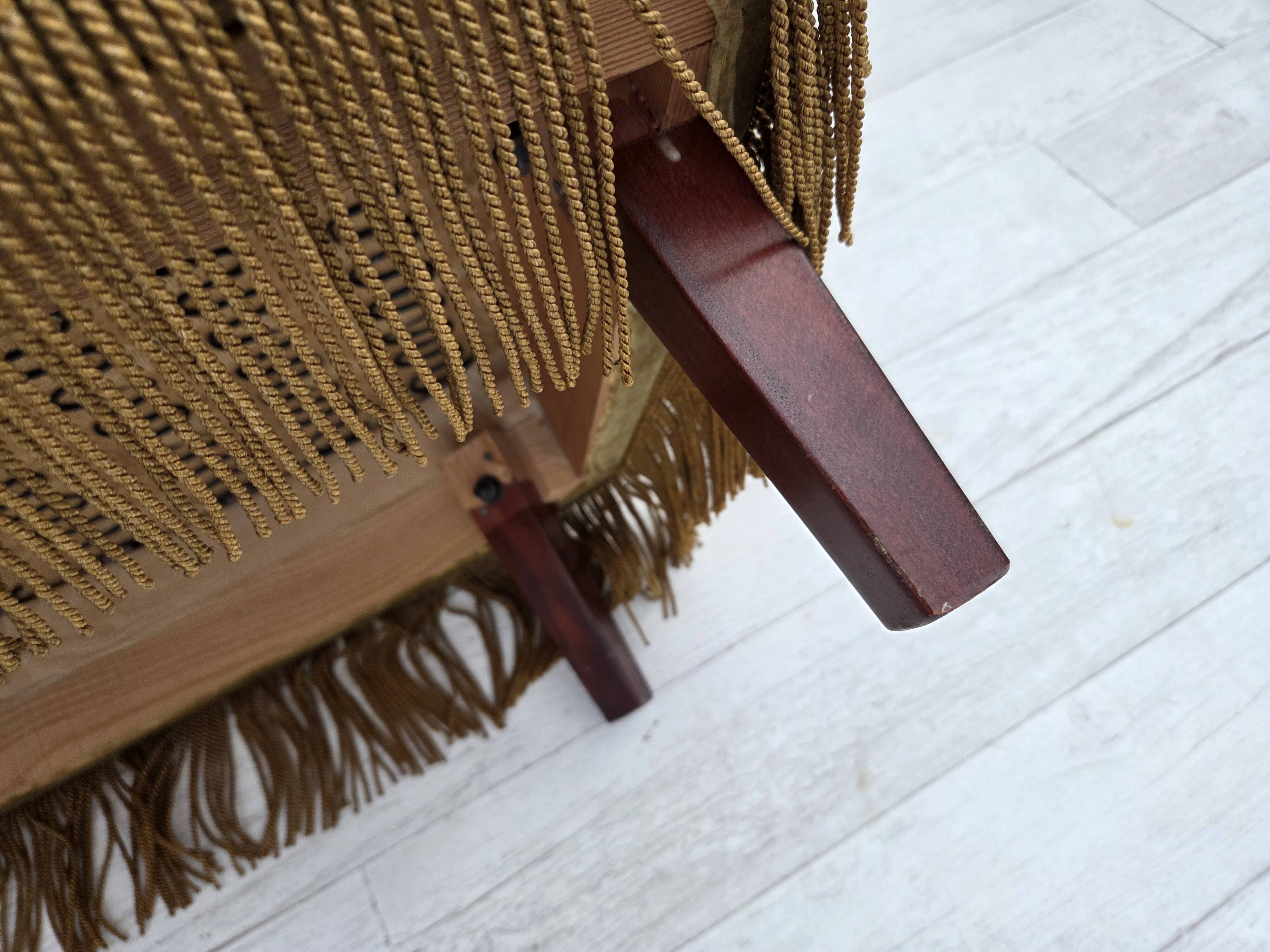 1970s, Danish highback back armchair, light green furniture velour.