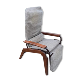 Fauteuil lama scandinave pied compas vintage