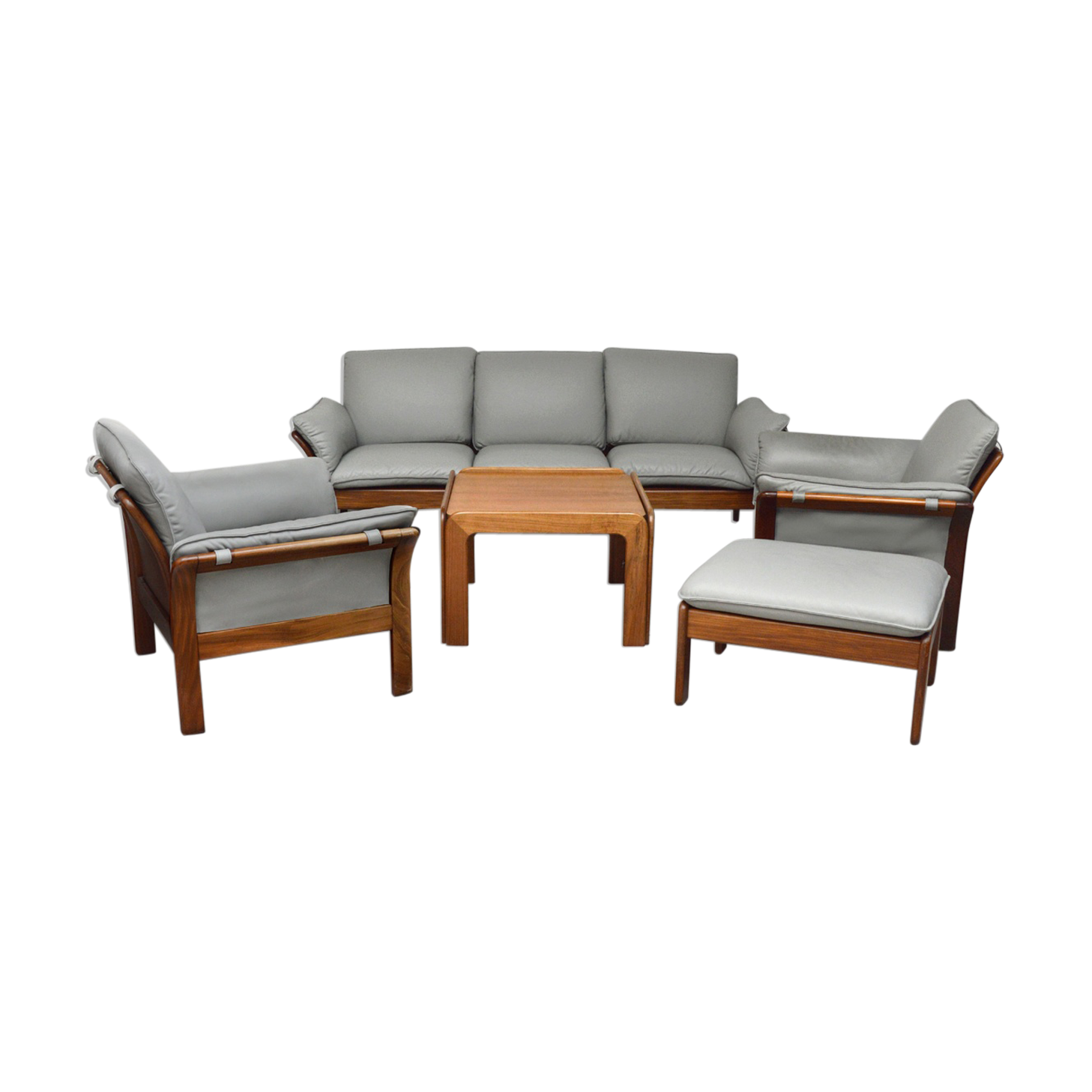 Scandinavian rosewood and leather lounge, 1970