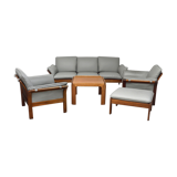 Scandinavian rosewood and leather lounge, 1970