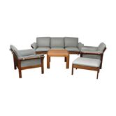 Scandinavian rosewood and leather lounge, 1970
