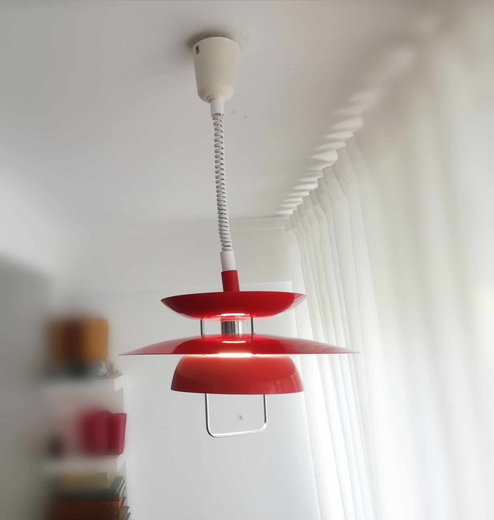 Red pull-down Scandinavian design ceiling lamp Berga by Markslöjd Sweden