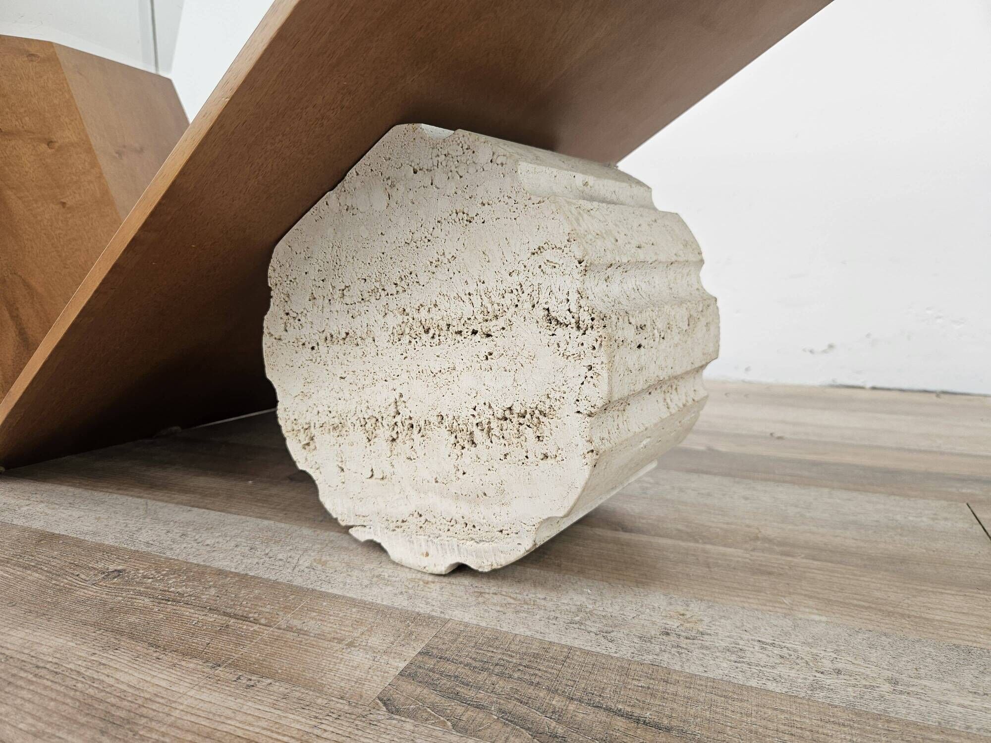 Valentino coffee table by Cattelan Italia in glass, wood, and travertine