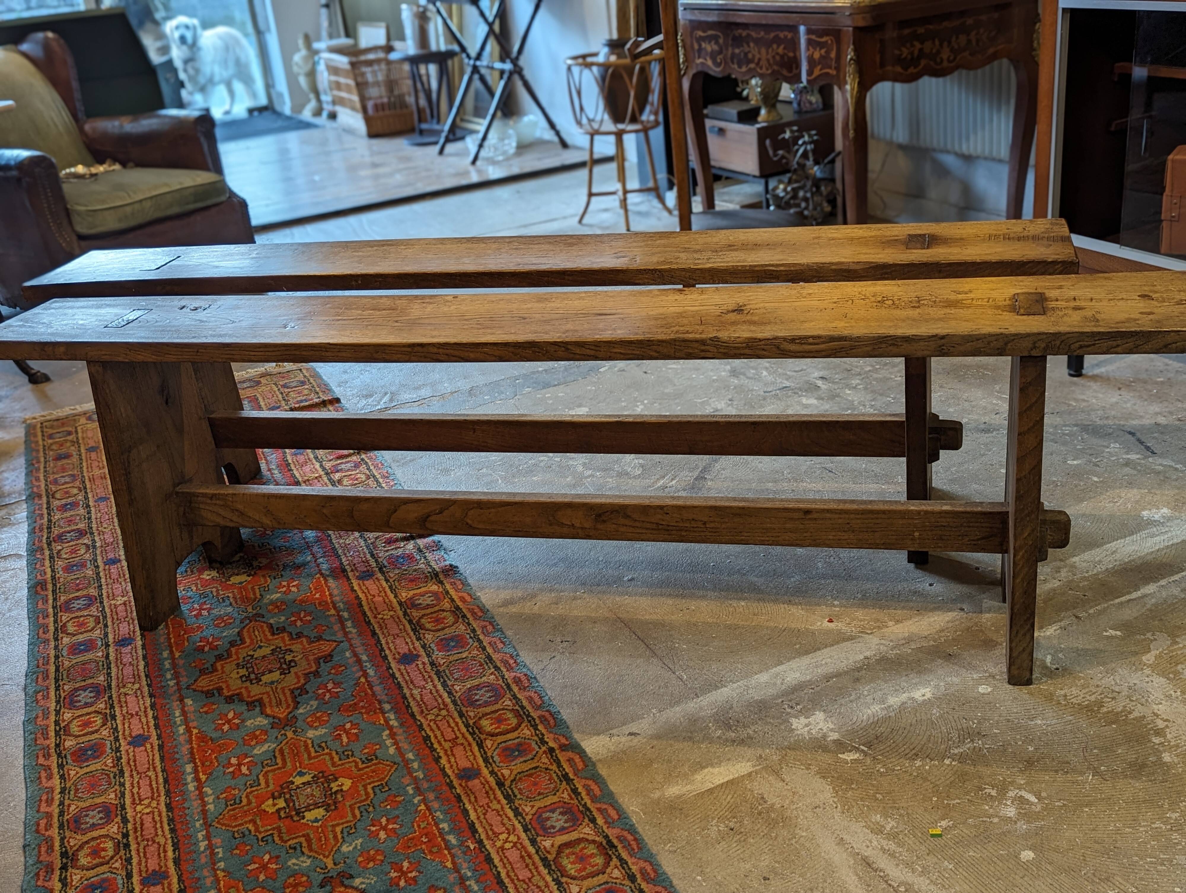Pair of chestnut benches