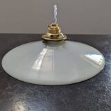 Ancienne suspension baladeuse en opaline blanche Art déco 1930 Ø 26 cm