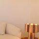 Table lamp in natural raffia with purple stripes