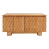 Hand-Carved Solid Oak Italian Sideboard with Four Doors, Brutalist Style