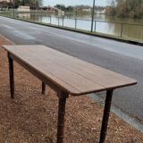Rustic restaurant bistro table in solid oak, 1900 period - 1m85