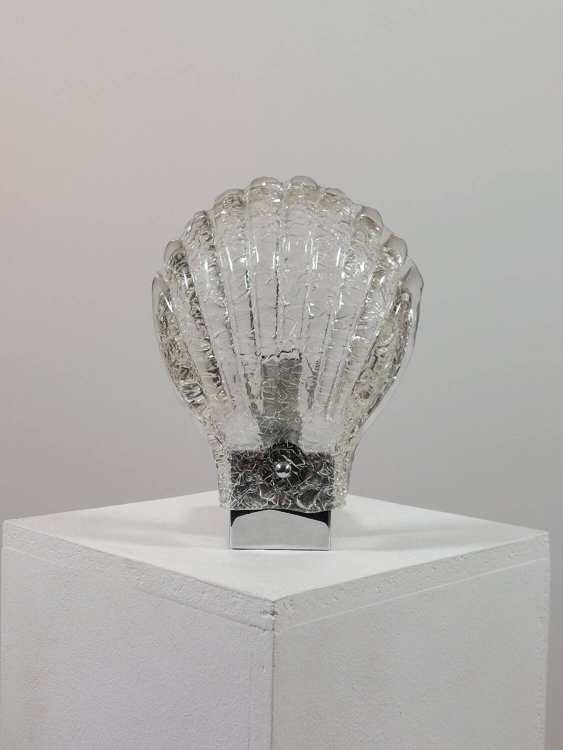 Vintage Murano craquelee glass chrome wall lamp