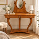 Coiffeuse Console en merisier avec miroir ovale orientable