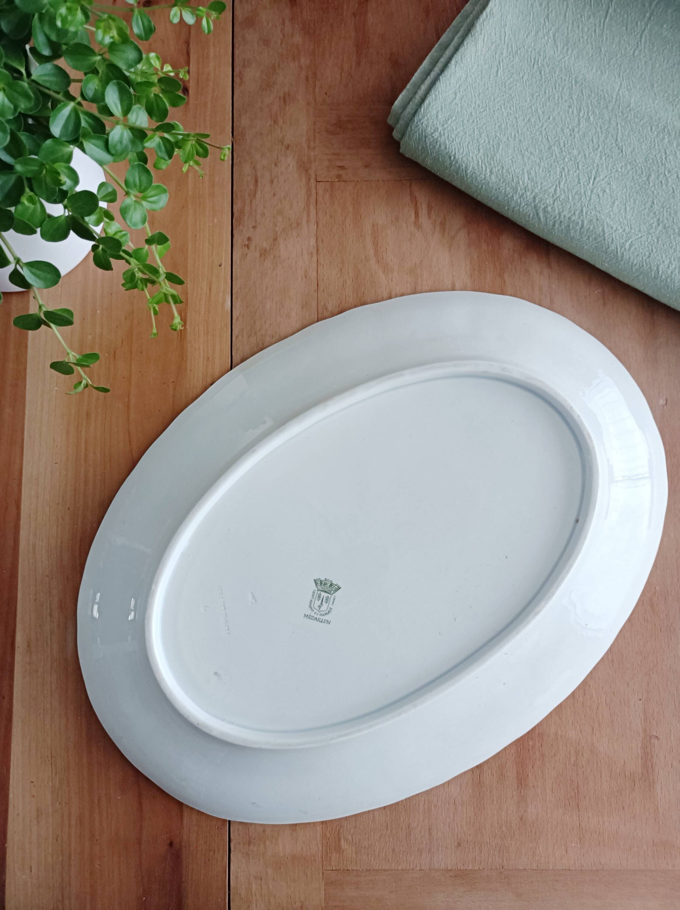 Oval ironstone platter from Saint Amand and Hamage, Medallion