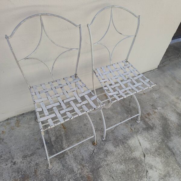 Paire de chaises de jardin en fer forgé, XIXème s.