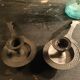 Pair of cast iron candle holders