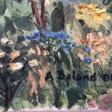 Oil on canvas pyrenees mountain landscape, signed a. baland 1988, unframed