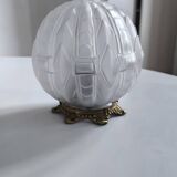 Art Deco ceiling light in frosted glass and bronze 1920