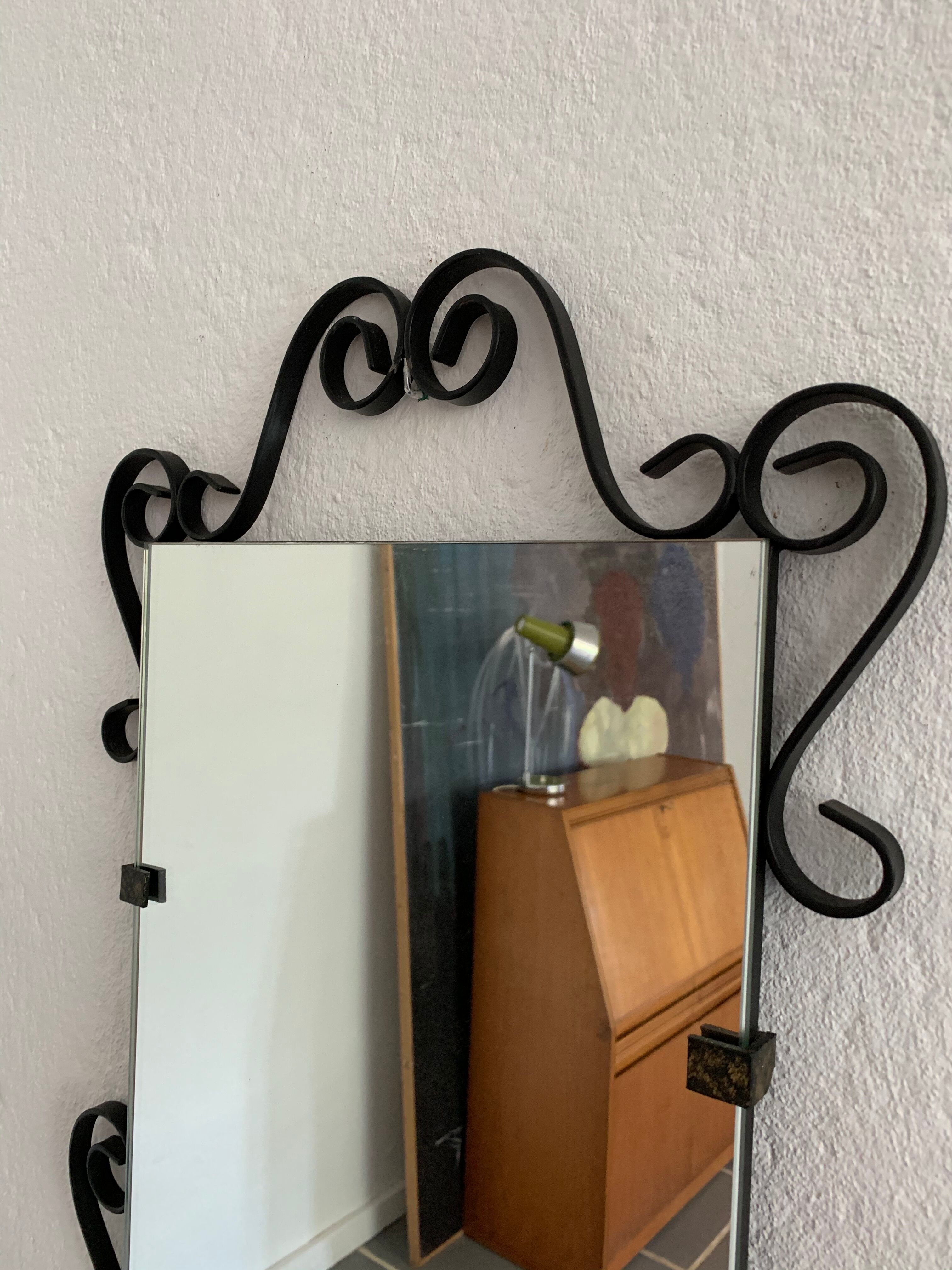 Vintage entrance mirror wrought iron with tablet  38x105cm