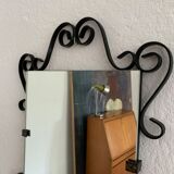 Vintage entrance mirror wrought iron with tablet  38x105cm