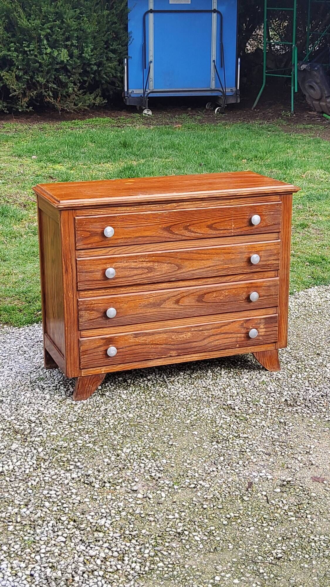 Vintage oak chest of drawers from the 50s compass feet 4 drawers