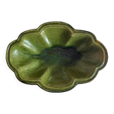 Ribbed dish in green glazed stoneware Dieulefit Poet Laval 1950