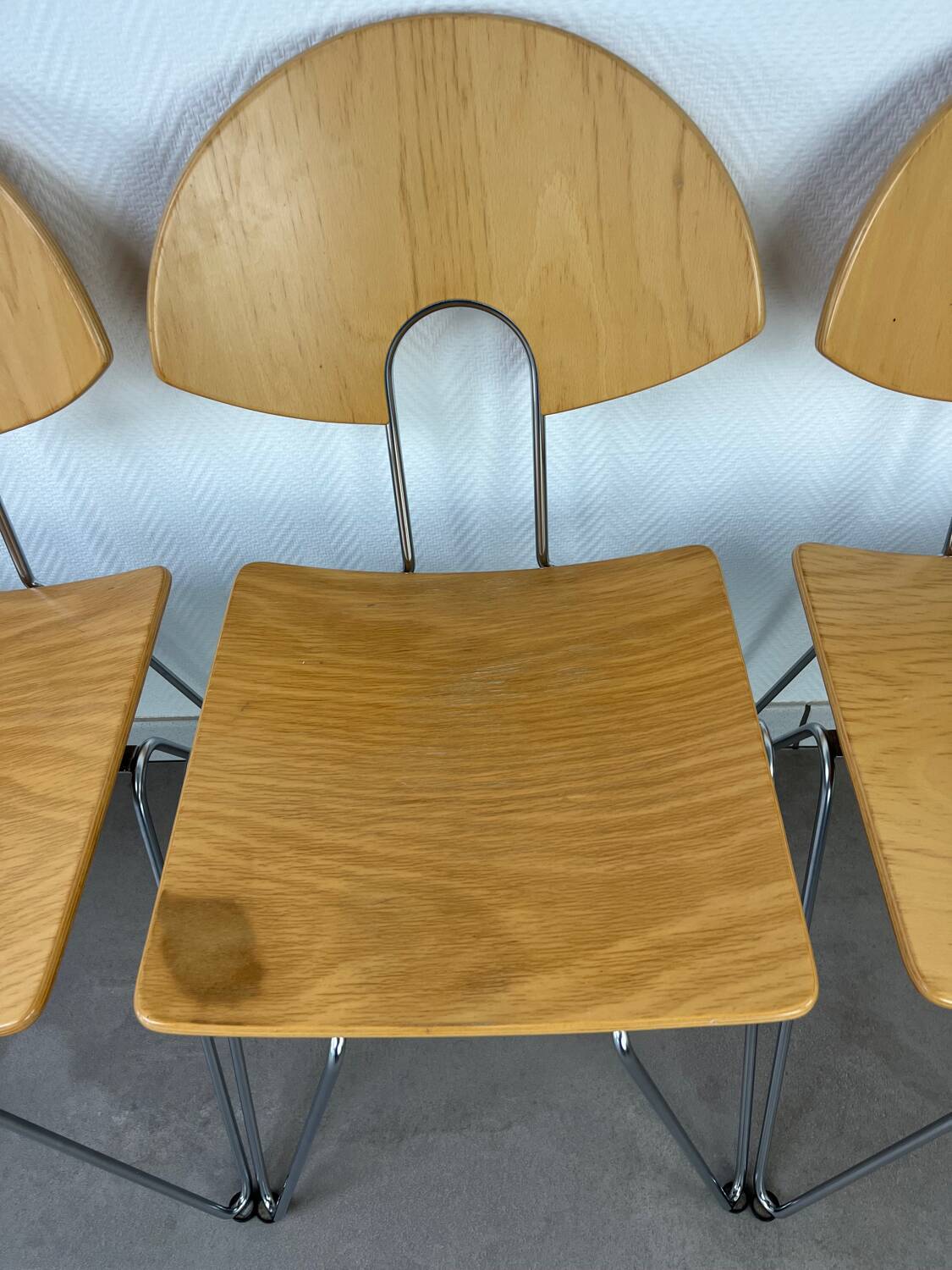 6 Mikado chairs 1800, stackable, design by Walter Leeman for Kusck&co.
