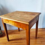 Antique farm table in solid blond walnut