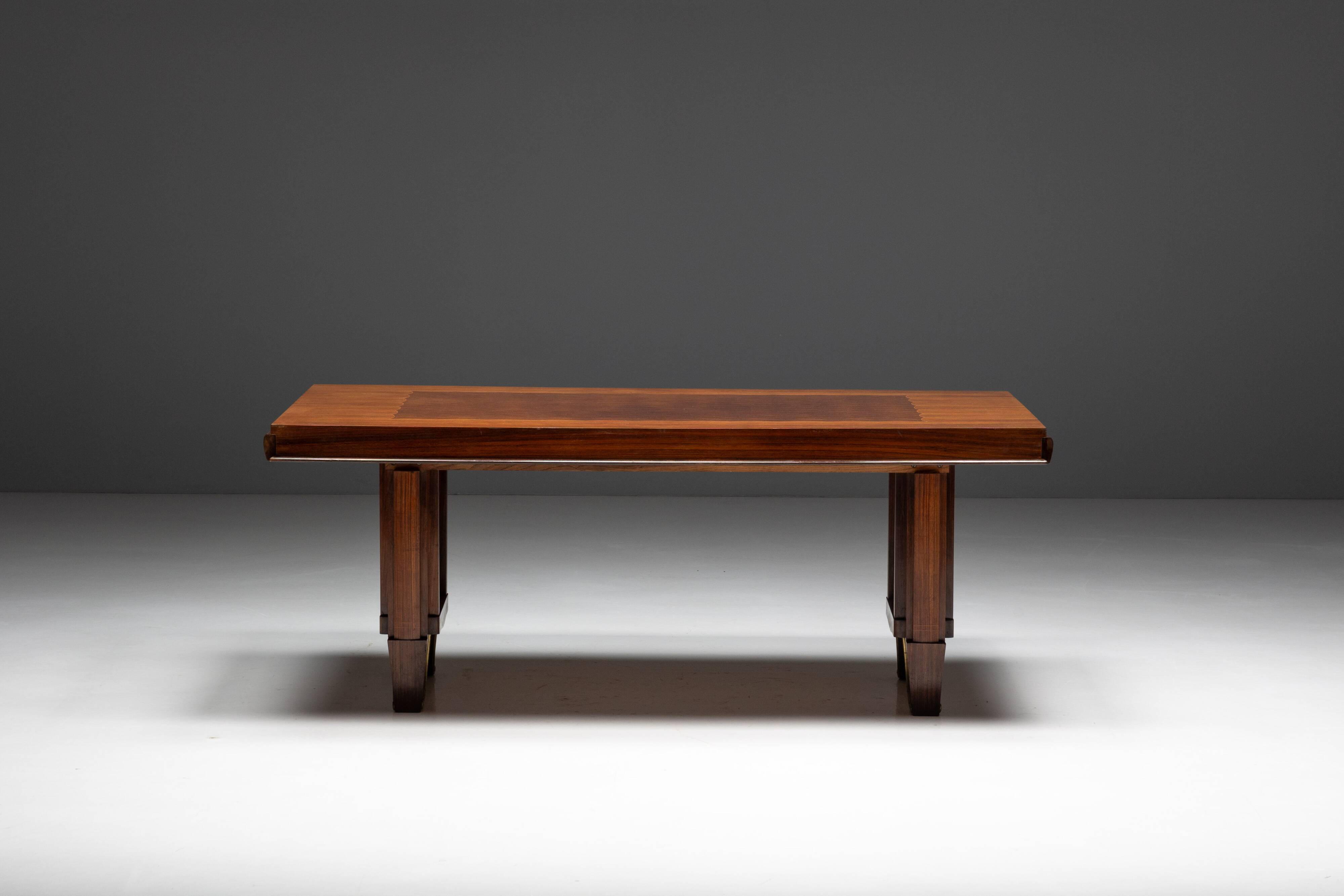 Art Deco parquetry dining table, France, 1930s