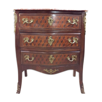 Commode en marqueterie de cubes d'époque Napoléon III